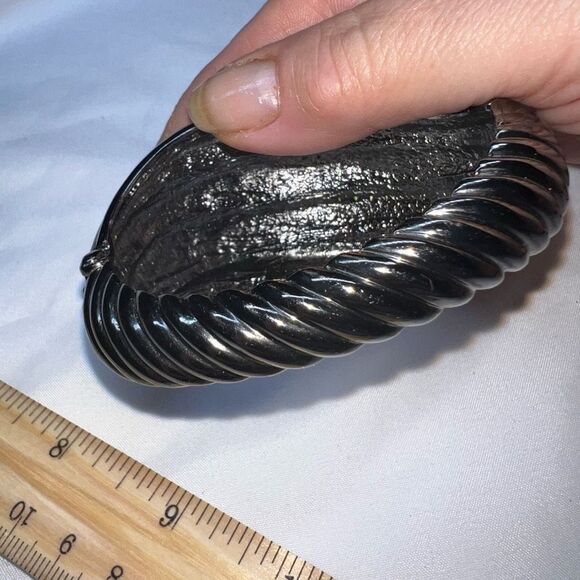 Vintage Gunmetal And Hematite Crystal MCM Hinged Cuff Bracelet - Picture 9 of 15